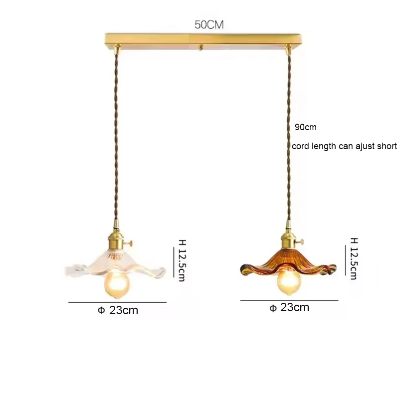 Home Eenvoudige LED Hanger Licht Armatuur Slaapkamer Woonkamer Bar Kleurrijk Glas Koperen Hangende Lamp Licht Edison Plafond Kroonluchter plafondlamp hanglamp led verlichting hanglamp woonkamer
