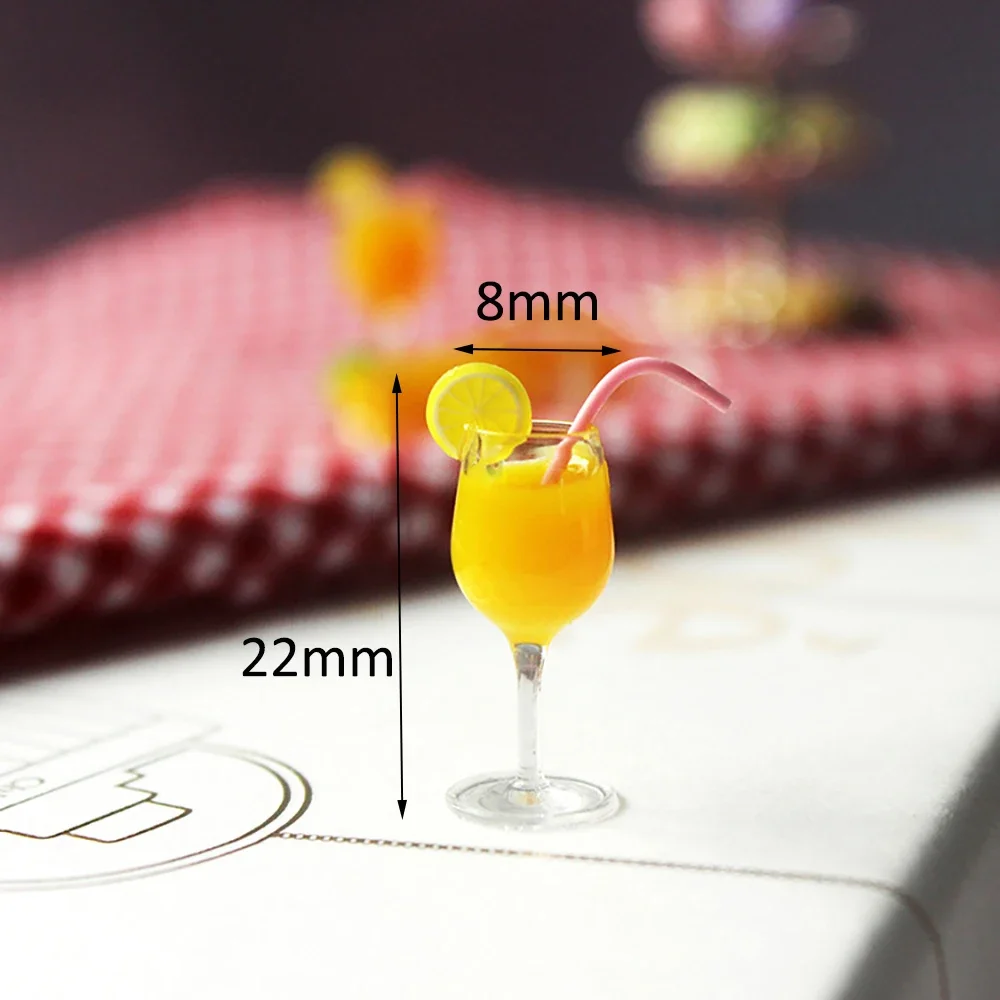 1Pcs 1/12 Dollhouse Miniature Accessories Mini Resin Orange Mango Smoothies Cup Drinks Model Doll House Decoration ob11 bjd
