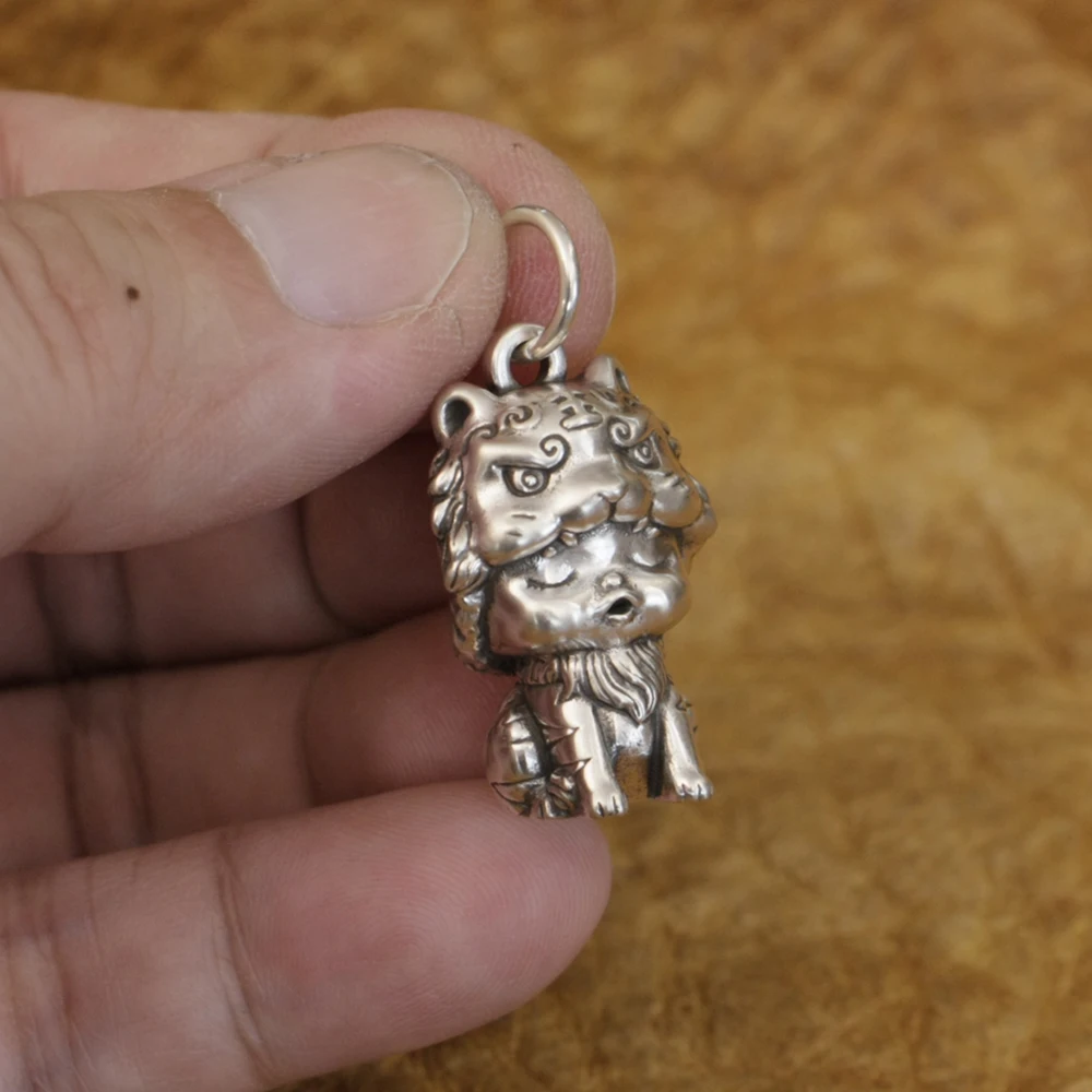 Cute Tiger 925 Sterling Silver Pendant Q Version Charms Jewelry TA360 BZ