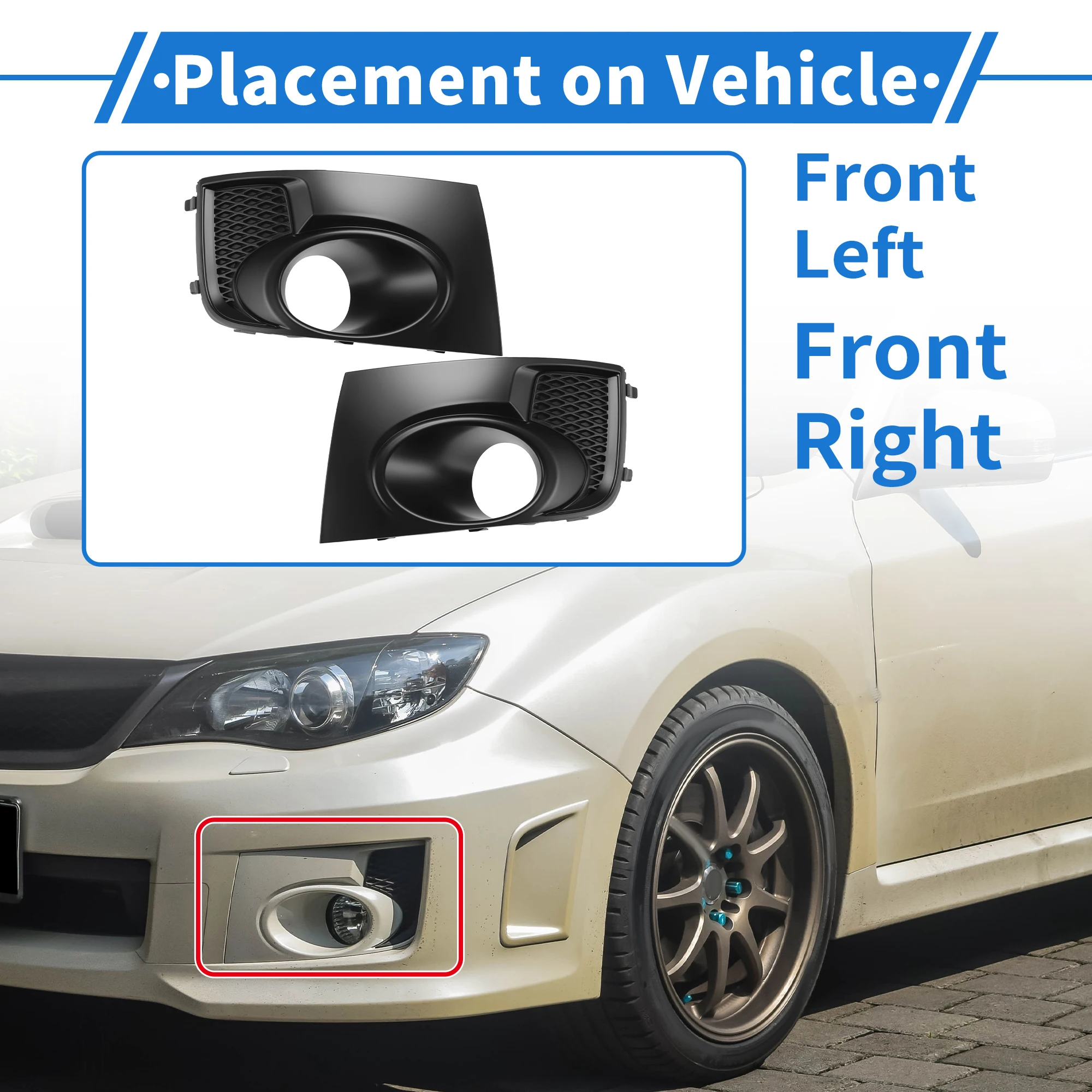 Uxcell Front Fog Light Grille Cover for Subaru Impreza WRX STi 2011-2014 Front Lower Bumper Fog Light Cover Inserts 57731FG290VW