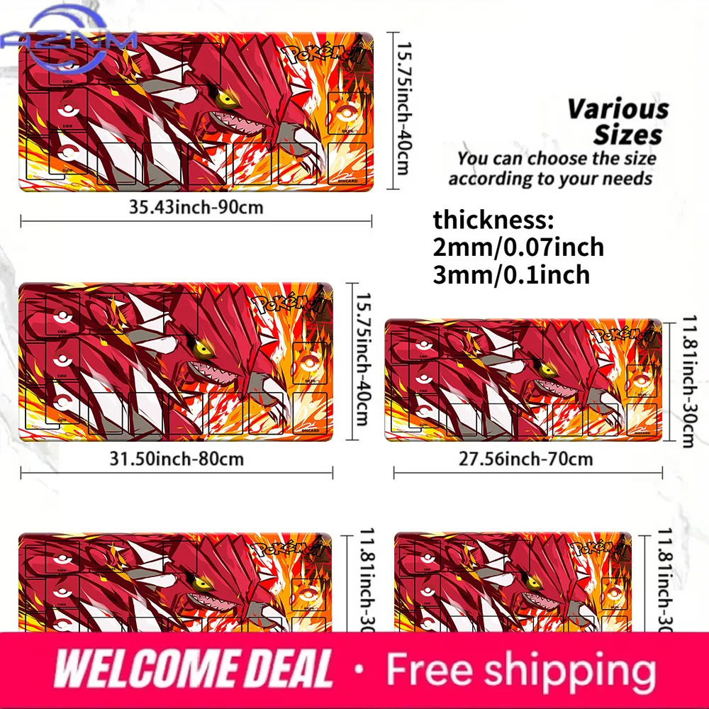 Tapete de Juego Groudon Llama Roja para Pokémon TCG, Alfombrilla de Ratón Grande Antideslizante para Escritorio, Varios Tamaños