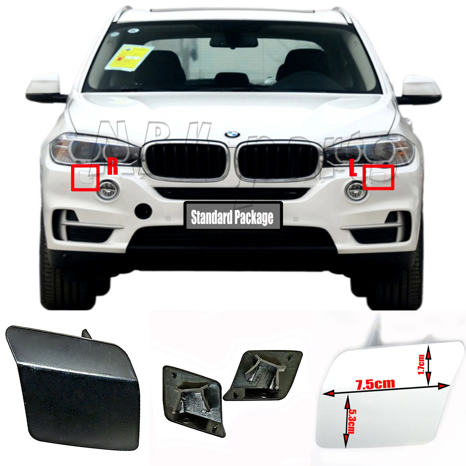 Fit 14-18 BMW X5 F15 25d 25dX 28iX 30dX 35iX 40dX 40eX 50iX M50dX Front Headlight Washer COVER