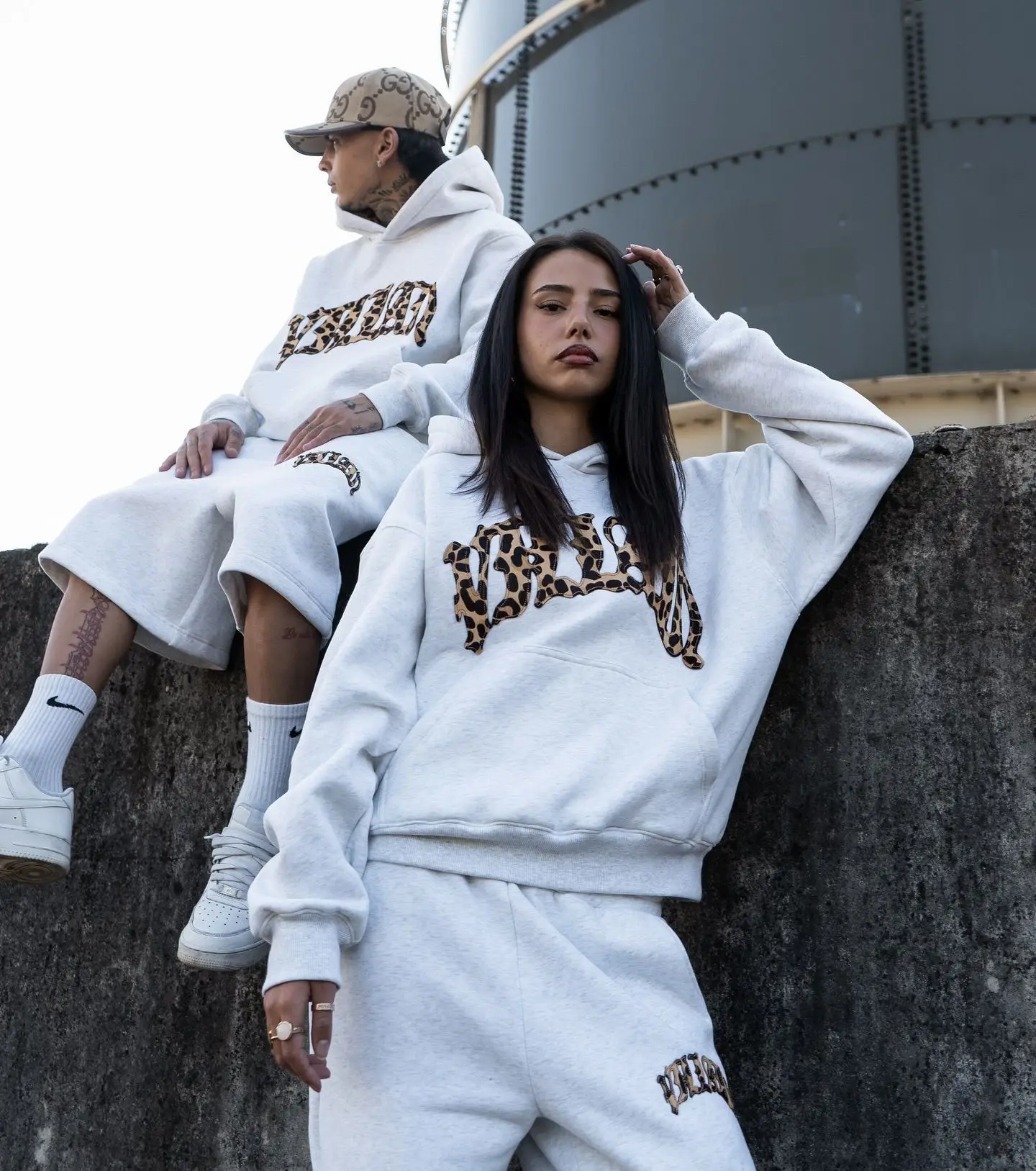 Y2k Men Women Retro Superior Leopard Patchwork Set American Streetwear Unisex Boxy Casual