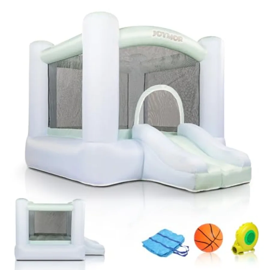 

Gradient Style 3-in-1 Bounce House for Ages 3-6 with Basketball Hoop and Slide, 30s Quick Inflatable Bouncer with Blower for In