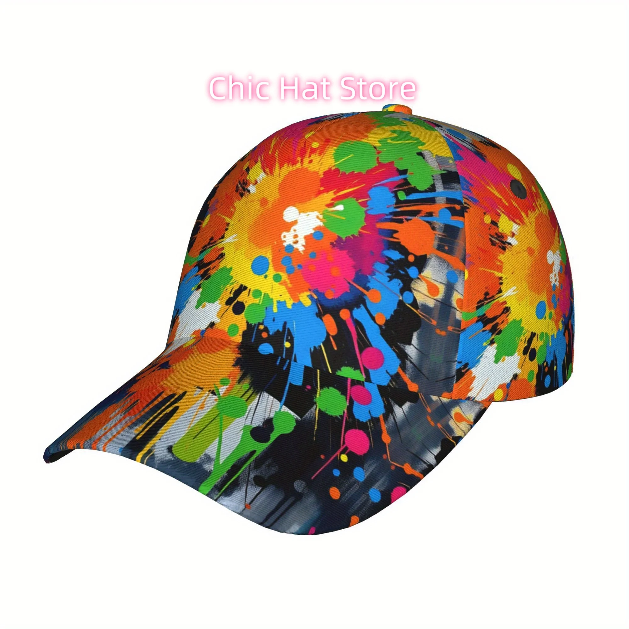 1pc of a Baseball Cap Featuring Ink Splashes, Suitable for Both Genders - a Lightweight And Adjustable Sun Hat with a Broad Brim