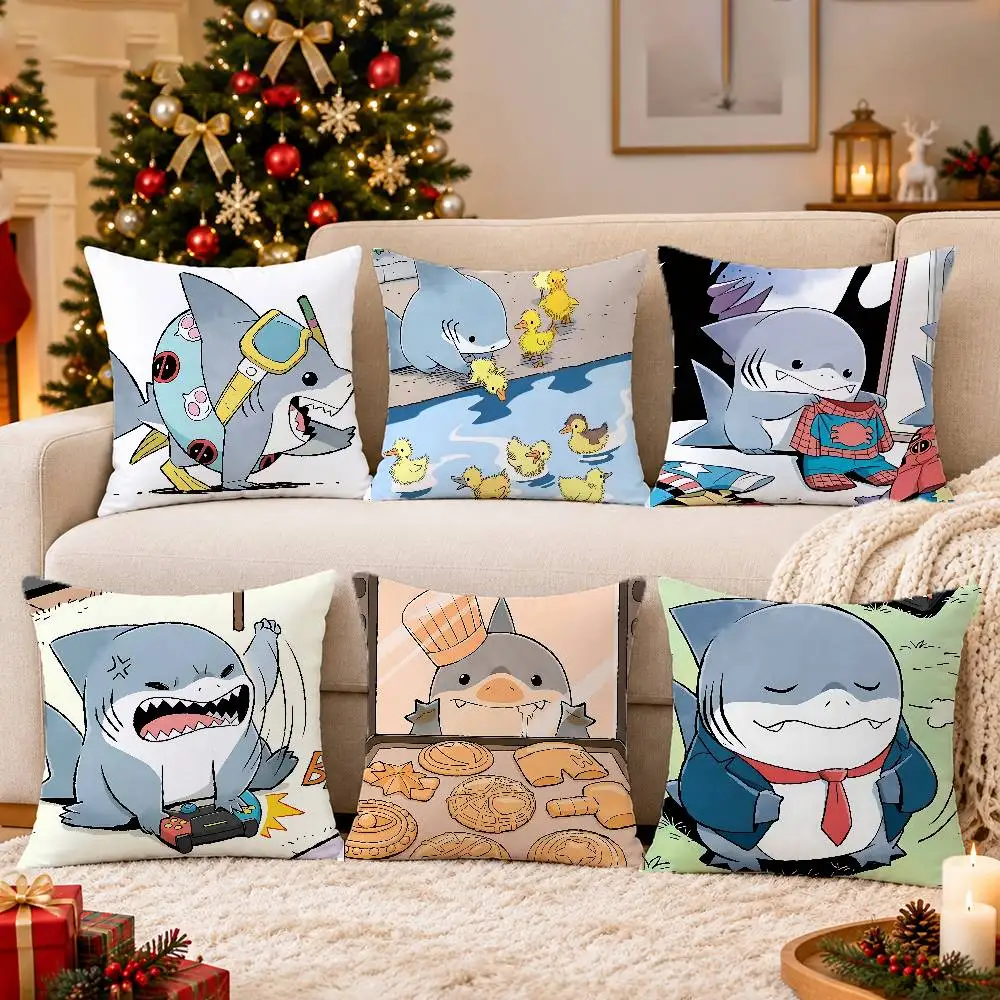 FOR J-Jeff the Land-D Shark Square Throw Pillow Cover HD Printed Cushion Case Decorative Pillowcase for Sofa Bedroom Living Room