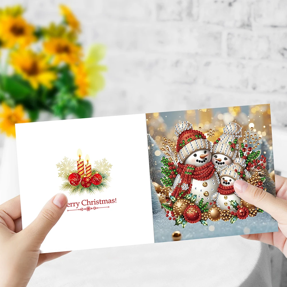 Merry Christmas/Happy Birthday Diamond Painting Greeting Card 5D Rhinestone Painting Mosaic Thank You Card Christmas Postcards