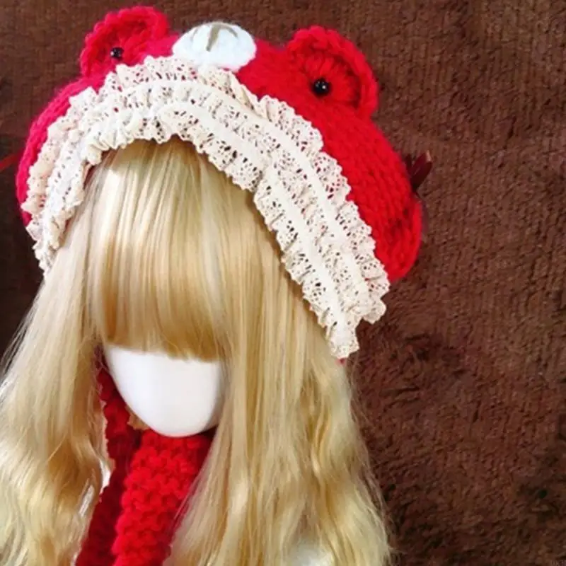 قبعات الأطفال الدافئة متماسكة قبعة صغيرة آذان لطيف محبوك قبعات الفتيات الشتاء أغطية الرأس #3