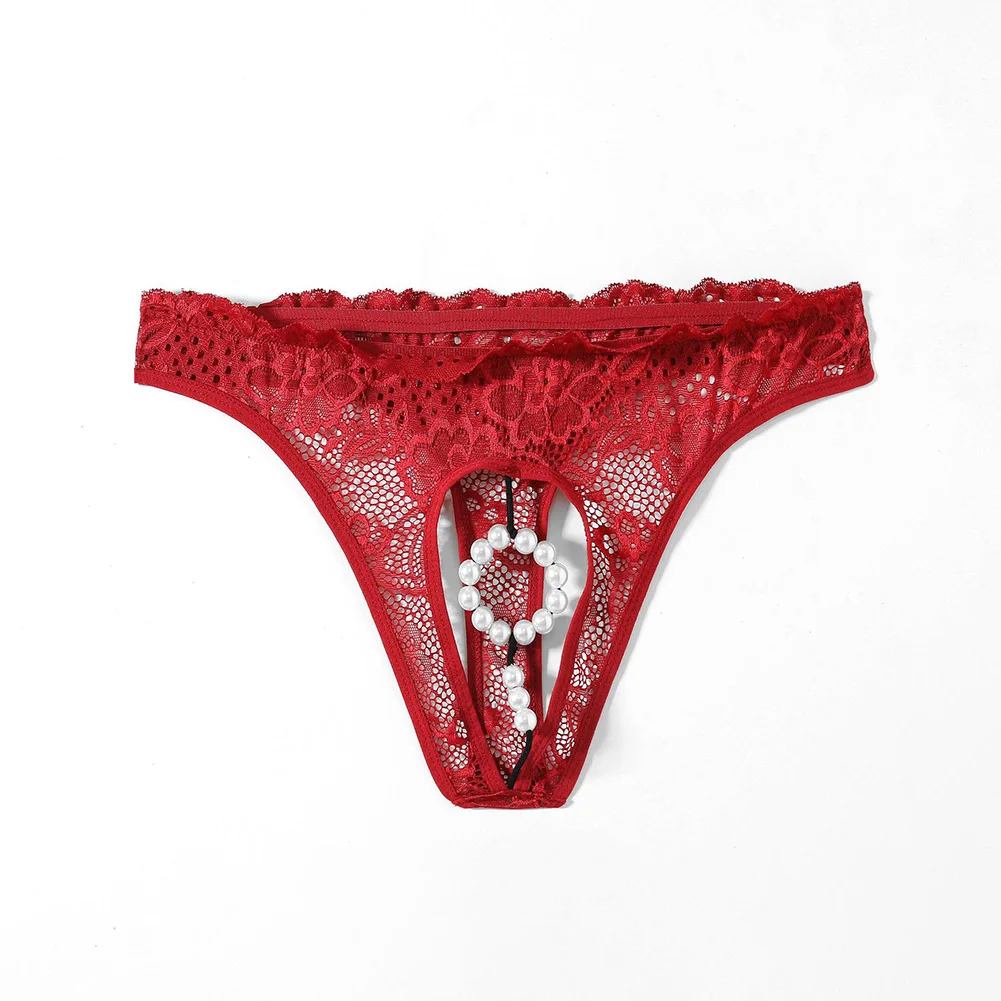 

Men Cock Ring With Pearl Erotic Briefs Gay Sissy Pouch Hollow Underwear Front Open Sissy Lace Lingerie Men's Triangular Panties