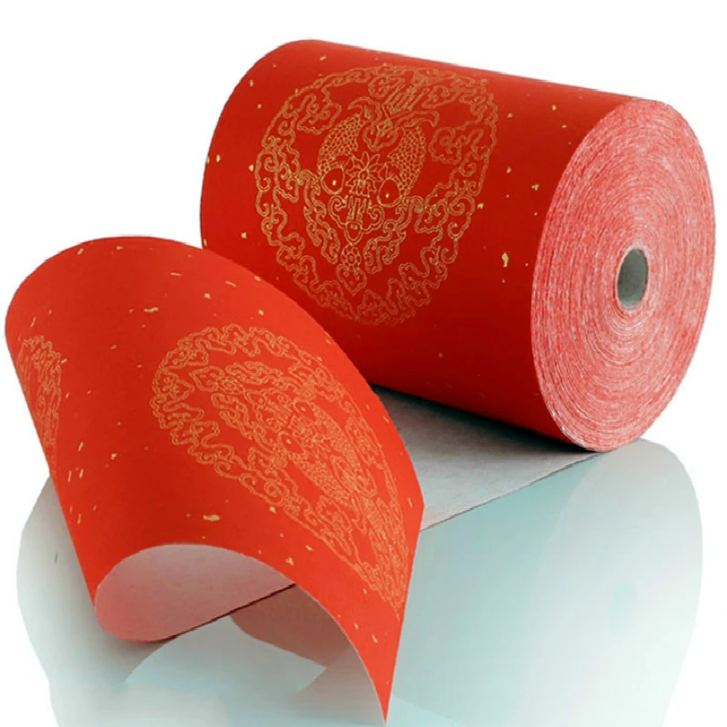 Spring Festival Couplets Calligraphy Papier Dragon Fish Gold Foil Blank Half-Ripe Xuan Paper Chinese Red Rice Paper Papel China