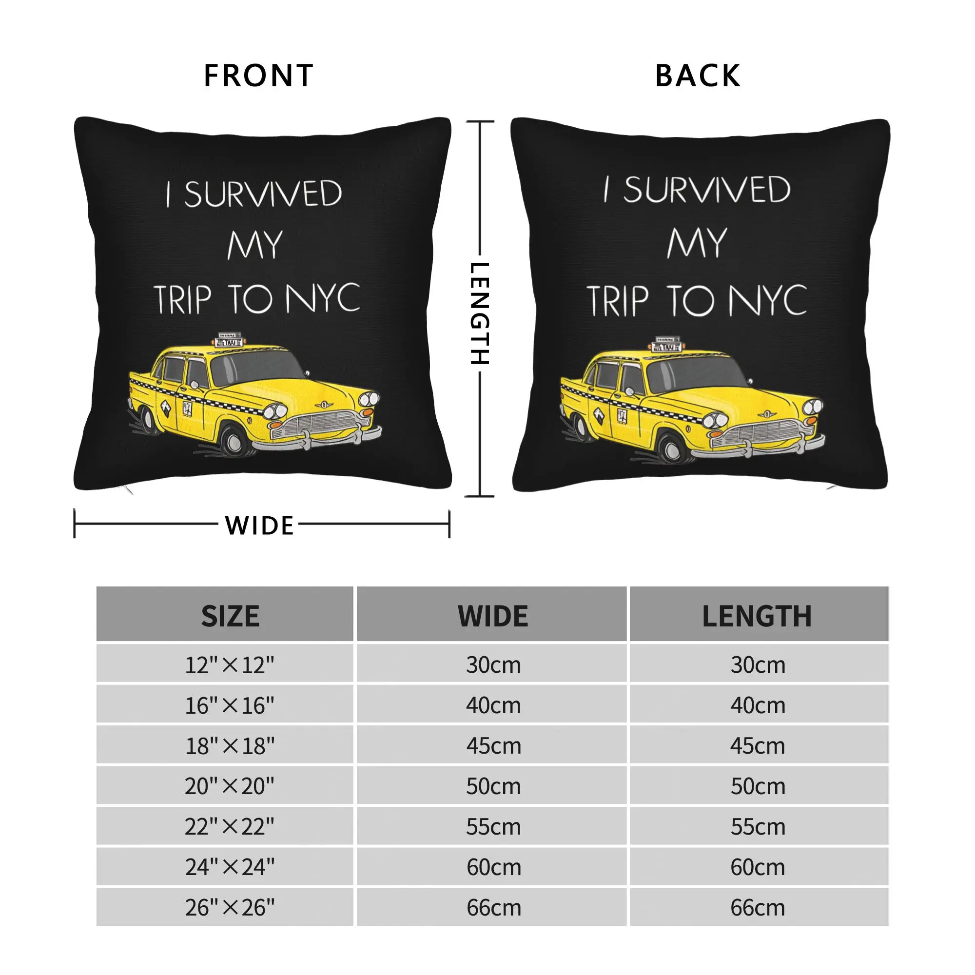 I Survived My Trip To NYC  Square Pillow Covers Polyester Home New York City  Cushion Case Cool Home Decoration Pillowcase 45*45