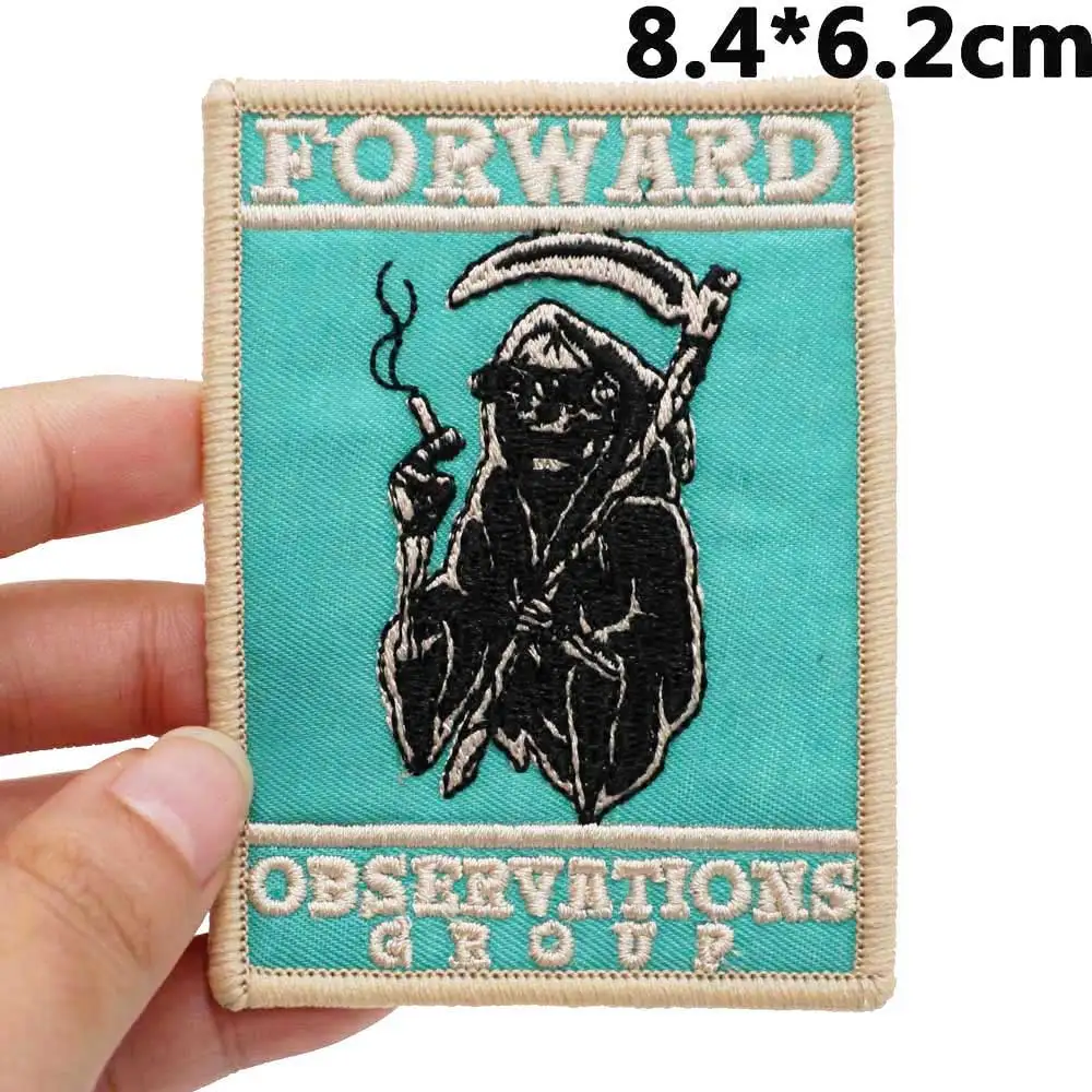 Forward Observations group Badge Embroidered Applique Sewing Label punk biker Patches with hook backing