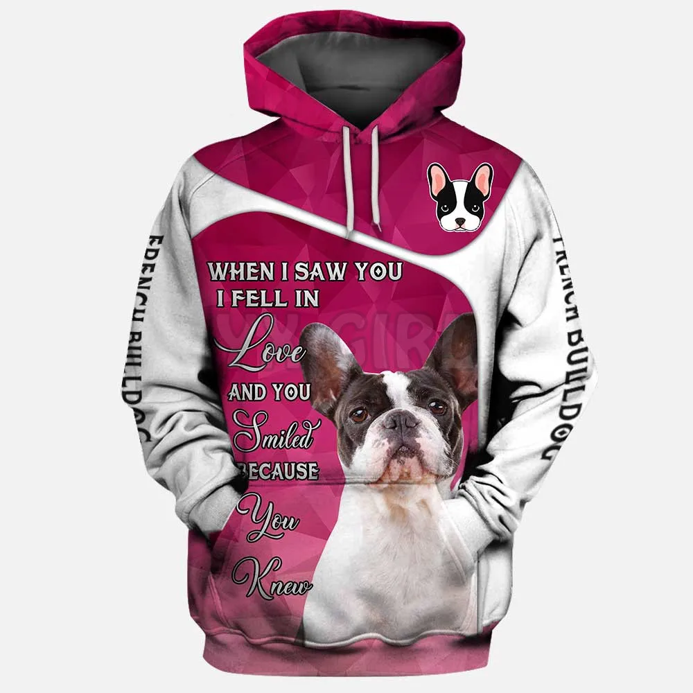 Motif Amerikam Akita Ketika Saya Melihat Kamu Aku Jatuh Dalam Hoodie Cetak 3D Uniseks Pullover Hoodie Anjing Lucu Baju Olahraga Jalanan Kasual