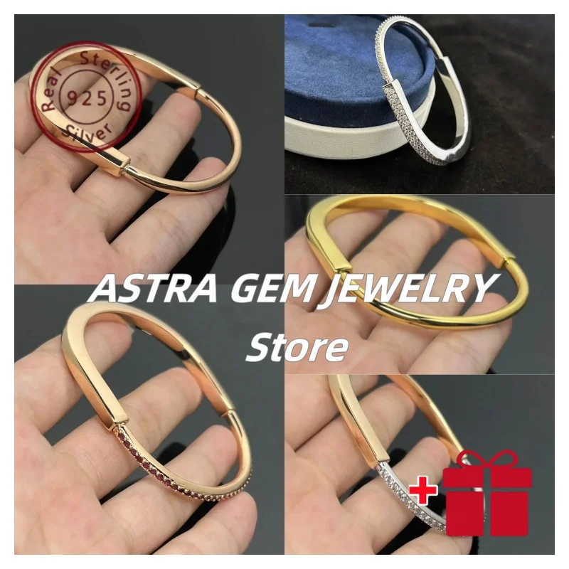 

2025 fashionable and exquisite U-shaped lock oval bracelet, with multiple options including diamond-encrusted and smooth surface