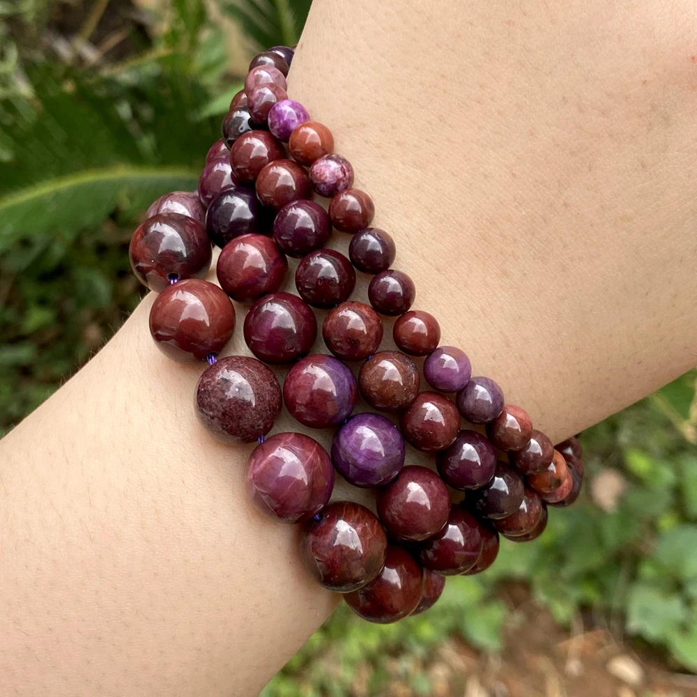 6/8/10/12mm Natural Stone Beads Flower Sugilite Round Stone Beads For Jewelry Making Findings DIY Bracelet Necklace Accessories