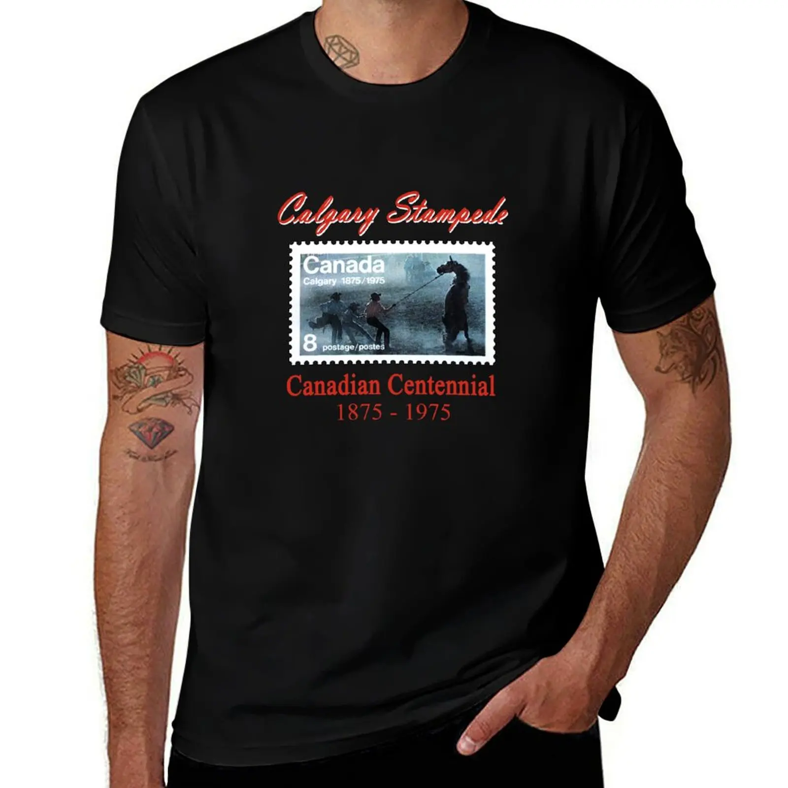 

T-Shirt for plain Calgary cotton man man shirt T-Shirt t-shirt 1975 Stampede Centennial package black t for Canadian