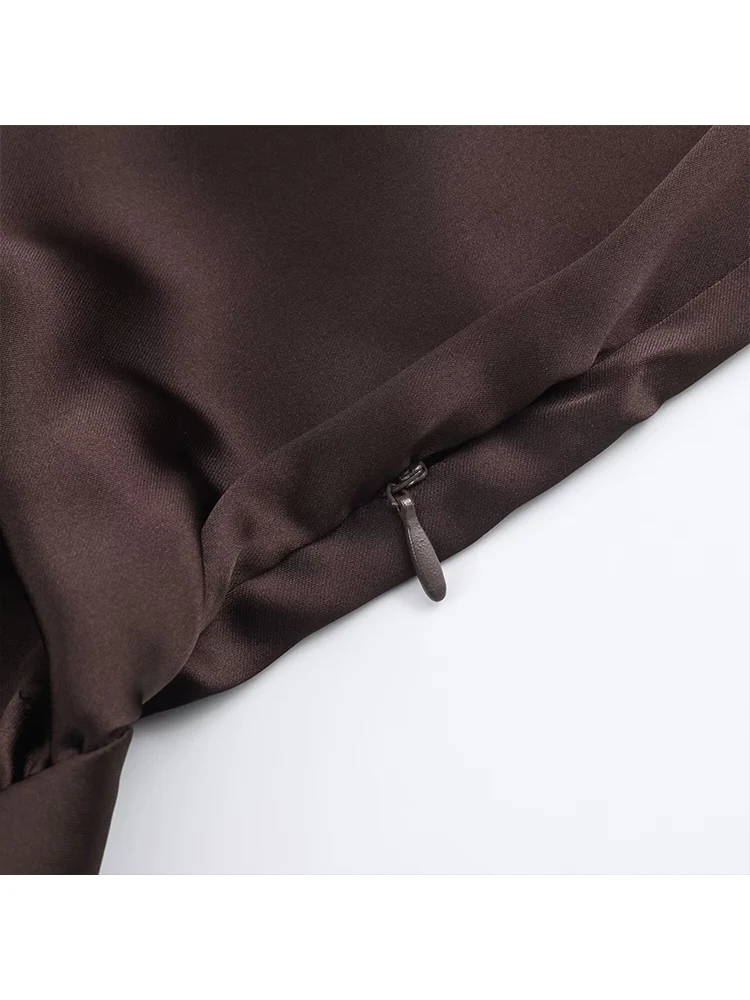 TFMLN – Mini robe en Satin pour femmes, écharpe décorée, élégante, chauve-souris, manches longues, légère, luxe, taille haute, Slim, robe de soirée, mode, nouveau