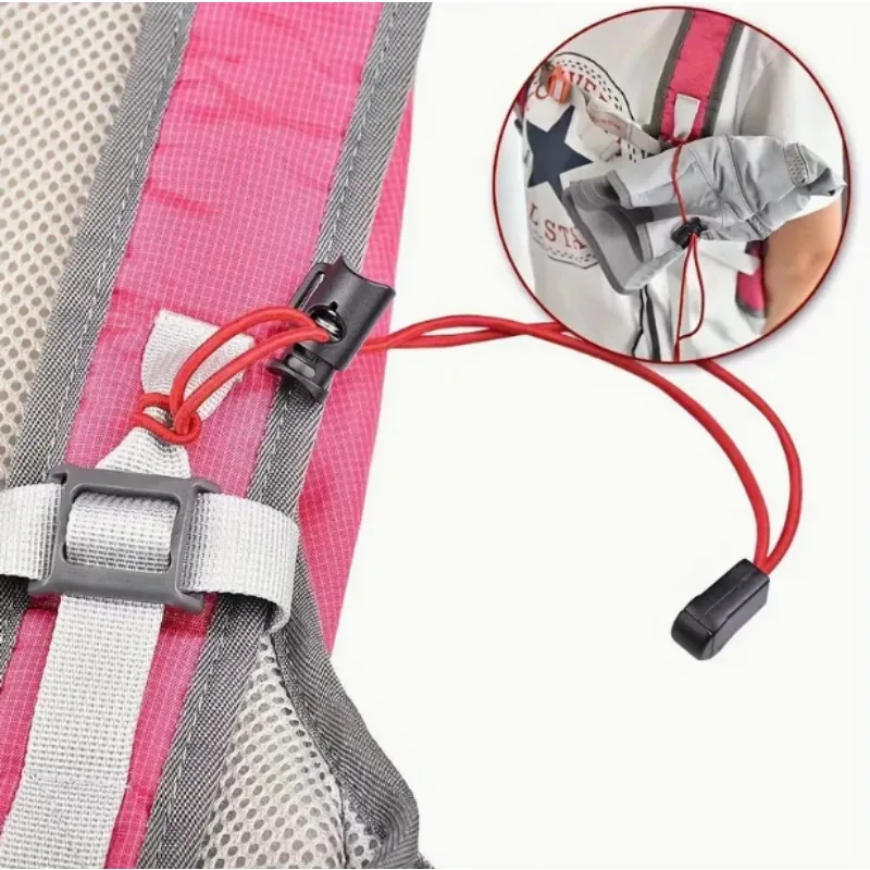 เชือกสำหรับกระเป๋าเดินป่าแบบยืดหยุ่นสูง 5 ชิ้น ทำจากพลาสติก ABS พร้อมตัวล็อคแบบปรับได้ ทนทาน เหมาะสำหรับกิจกรรมกลางแจ้ง เดินป่า และใช้งานได้จริง