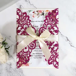 10Pcs Laser Cut Wedding Invitations Cards Tags Vintage Wedding Bridal Gift Greeting Card Birthday Decor Event Party Supplies