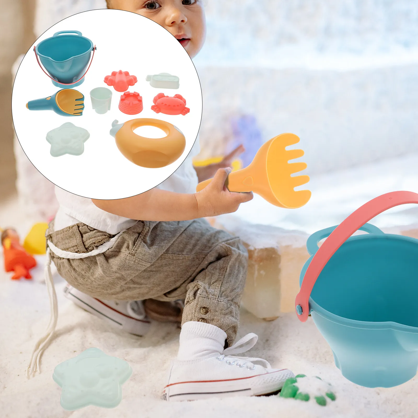 1Set Novel Sand Digging Play Set for Children Bright Shapes Beach Outdoor Summer Fun Parent Child Bonding Exercise Imagination