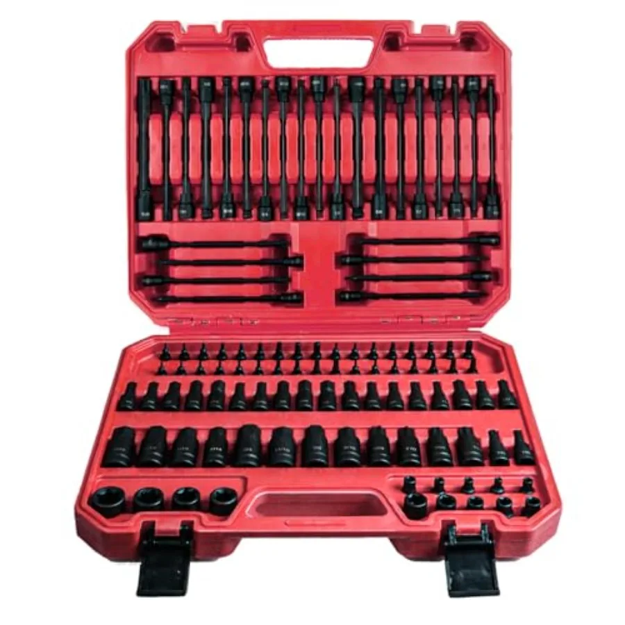 

107PCS Allen and Torx bit socket set 1/4" 3/8" and 1/2" Drive Extra long torx/Tamper proof torx/Hex/Ball End Hex SAE/Metric soc