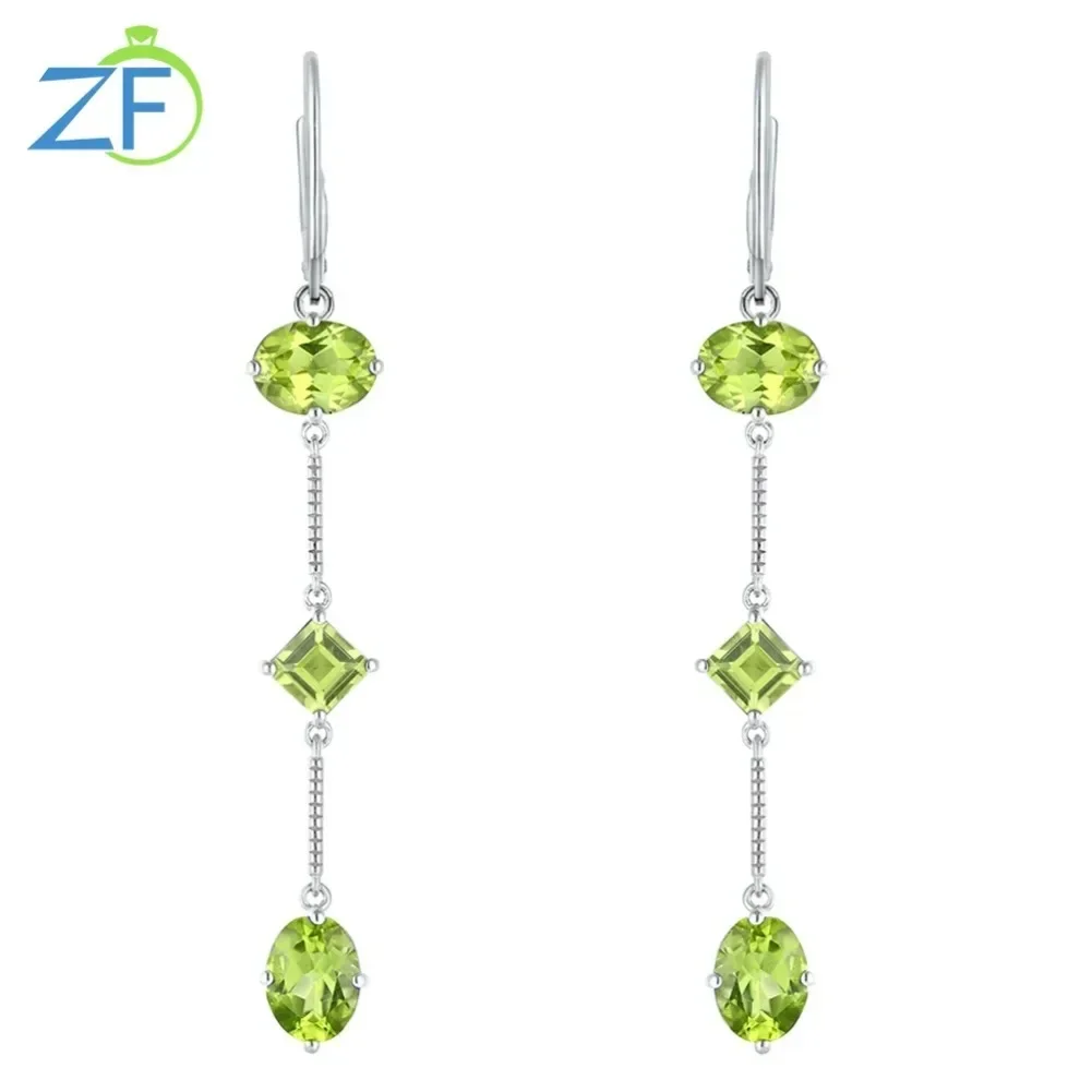 

GZ ZONGFA 100% Natural Peridot Gem 925 Sterling Silver Drop Earrings Fashion Handmade Jewelry for Women Girl Fine Jewelry