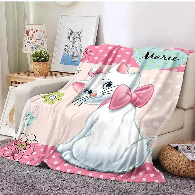 Disney Cat Marie Printed Blanket for Home Travel Soft and Comfortable Blanket for Adults and Children Cartoon Warm Blanket Gift