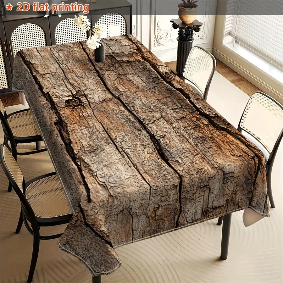 One 2D FLAT country-style tablecloth with tree bark texture printzyc
