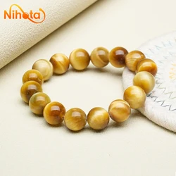 Natural Golden Tiger Eye Stone Bracelet for Women and Men Elastic Strand Bracelets Unisex Jewellry Energy Bangles 6/8/10/12mm