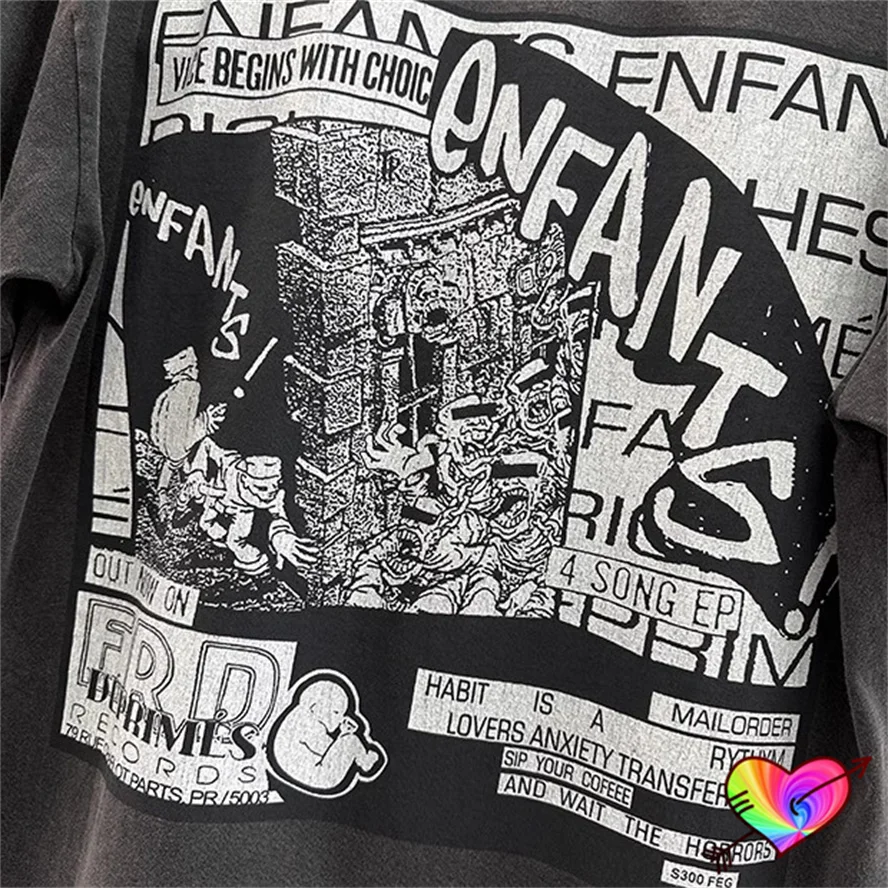 2024 Washed Enfants Riches Deprimes Records Tee Men Women Vintage Grey ERD T-shirt Oversize Tops Short Sleeve