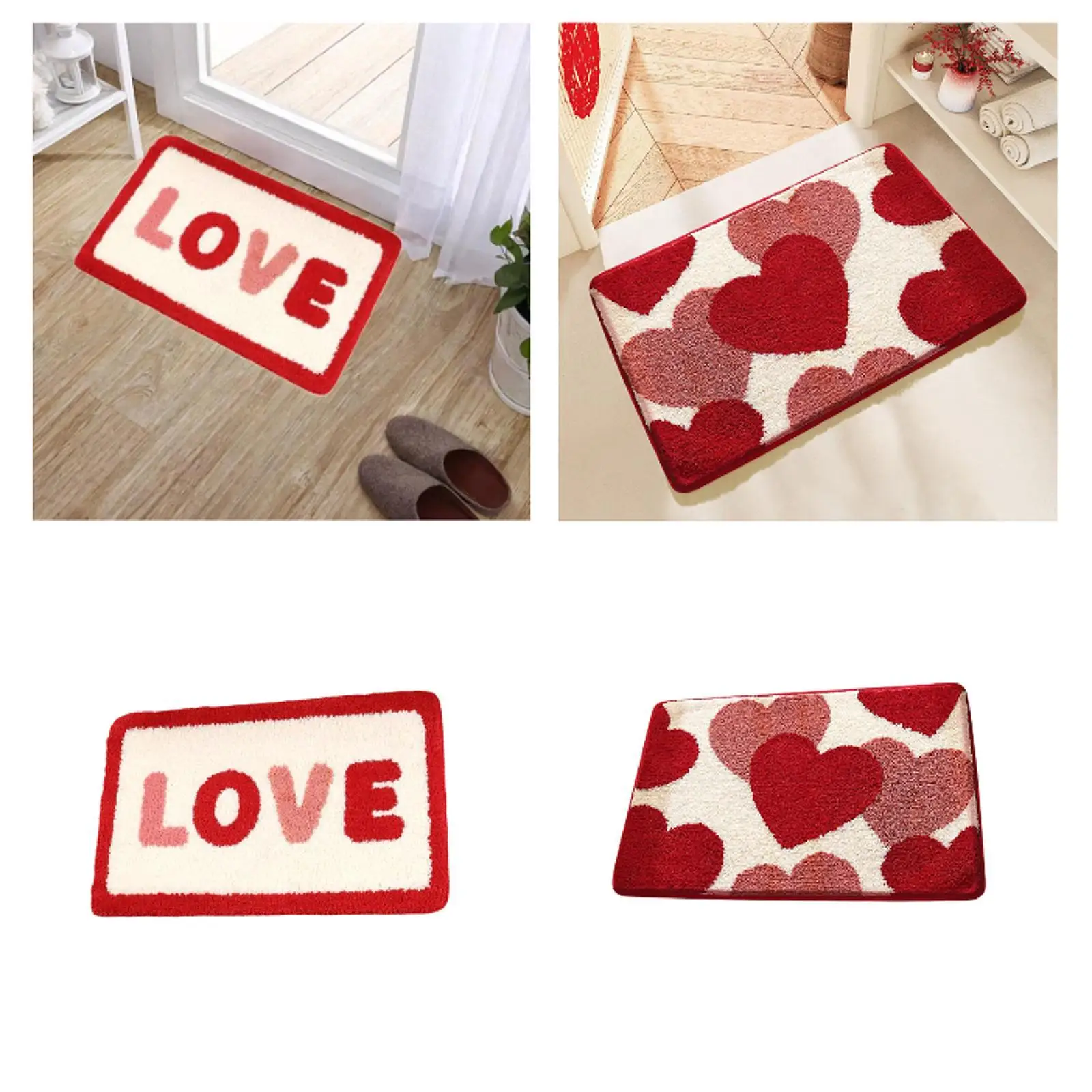 Love Shaped Bath Mat Thick 31.5inchx19.69inch Cushion Valentines Day Floor Mat for Indoor Front Door Living Room Hallway Kitchen