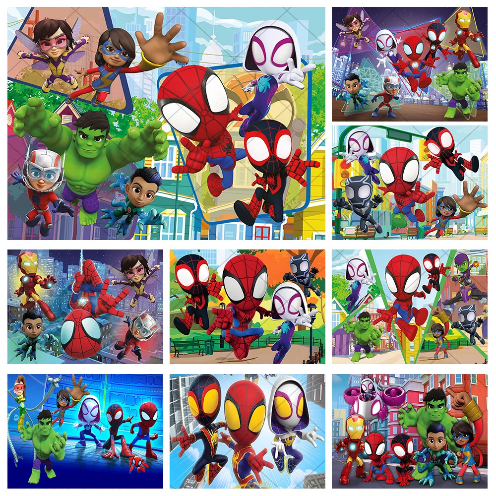 

Disney Spidey and Amazing Friends Backdrop Kids Birthday Party Background Spider Man Banner Vinyl Photography Studio Props