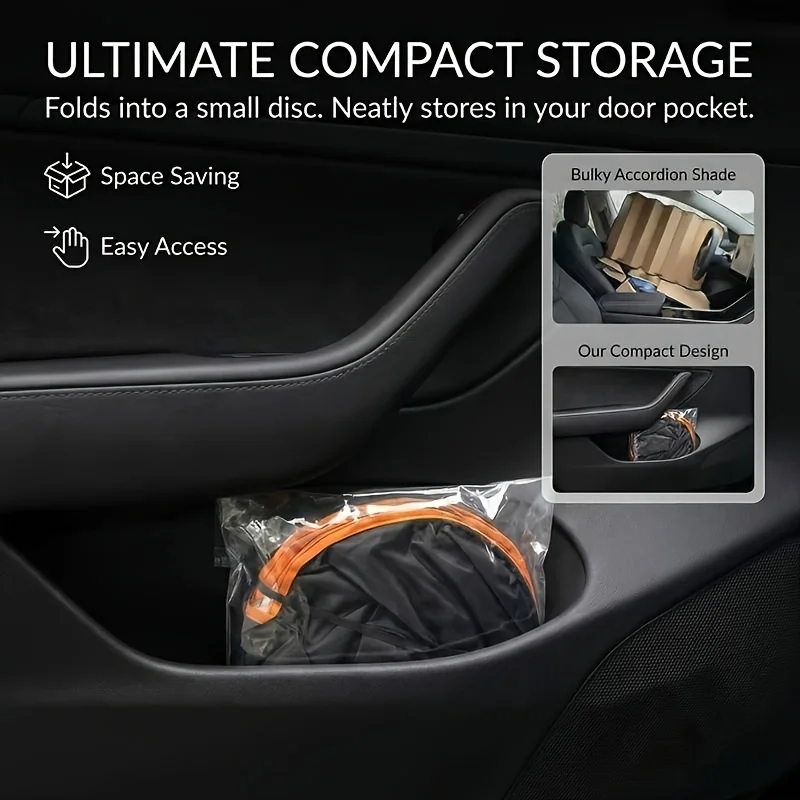 Car Front Windshield Sunshade，Convenient Storage Design，No-Drill Car Sunshade Canopy，Fully Seamless Edge-to-Edge Fit，Equipped Wi - view 6
