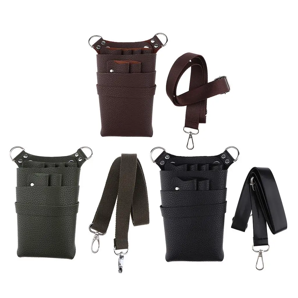 

leather Barbers Scissors Shears Combs Clips Holder Pouch Waist Bag Hairstyle Tool