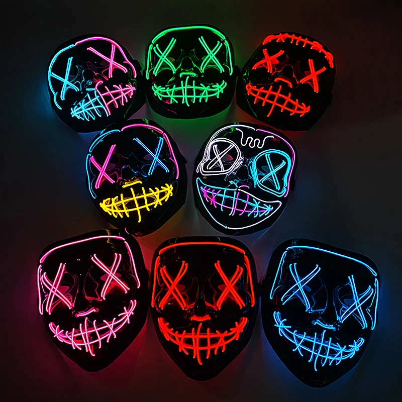 Máscara de Festa Neon Colorida - Led Purge Mask Halloween avaliação e preço