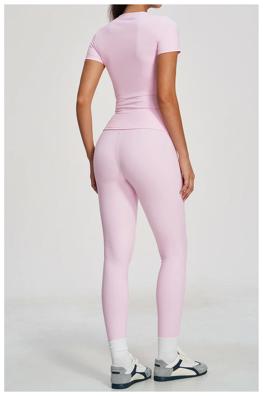 Yoga-Set 2-teilig Sportbekleidung Fitnesskleidung Yoga-Anzüge Damen Fitness-Set Trainingsanzüge Sport Langarm Crop Top Gym High Waist Leggings – Detail 9