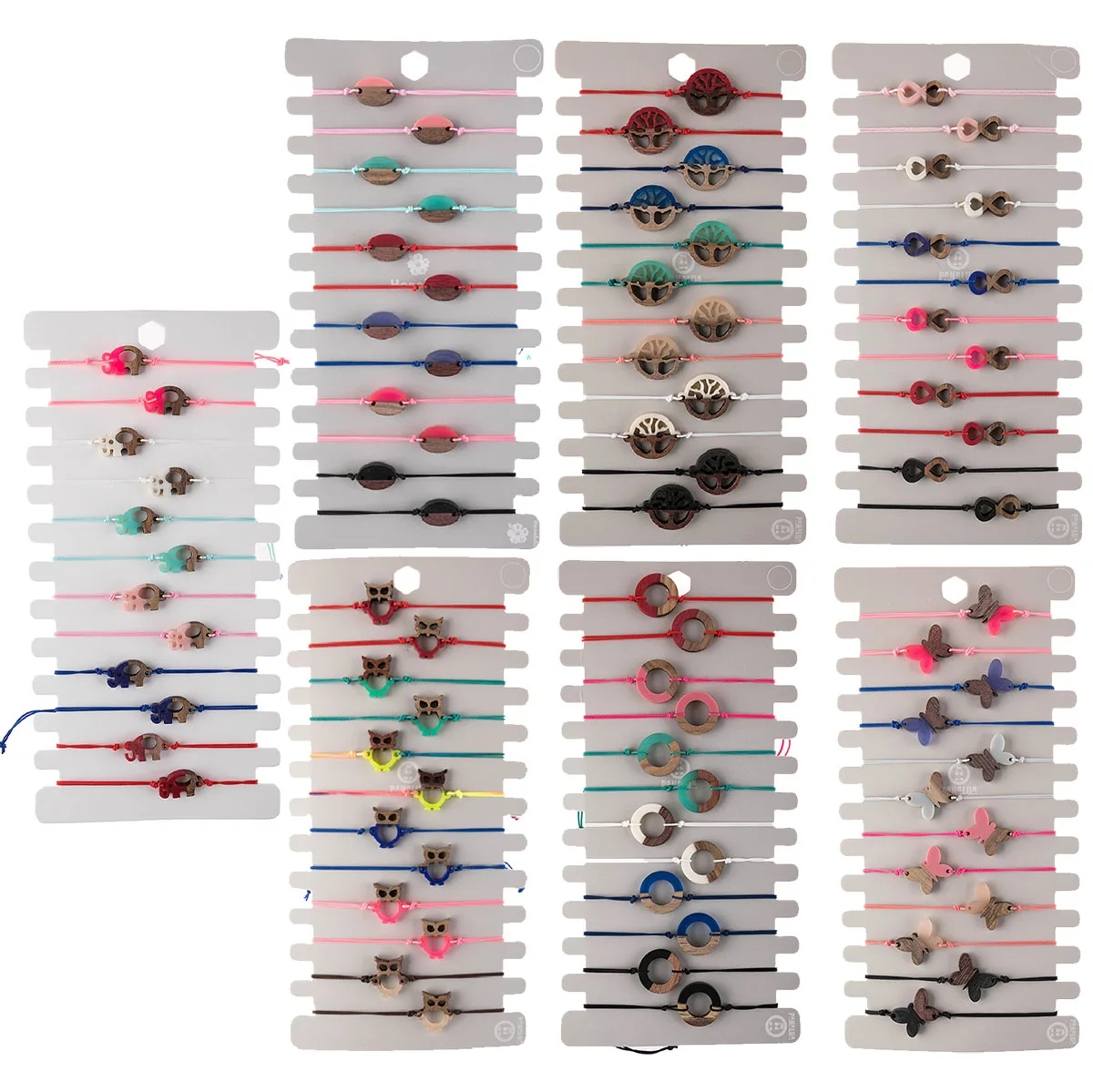 

12 шт./компл. Простой Круглый и животное сова бабочка Бесконечность Деревянные Подвески плетеный браслет со шнурком для женщин ювелирные изделия на удачу подарок
