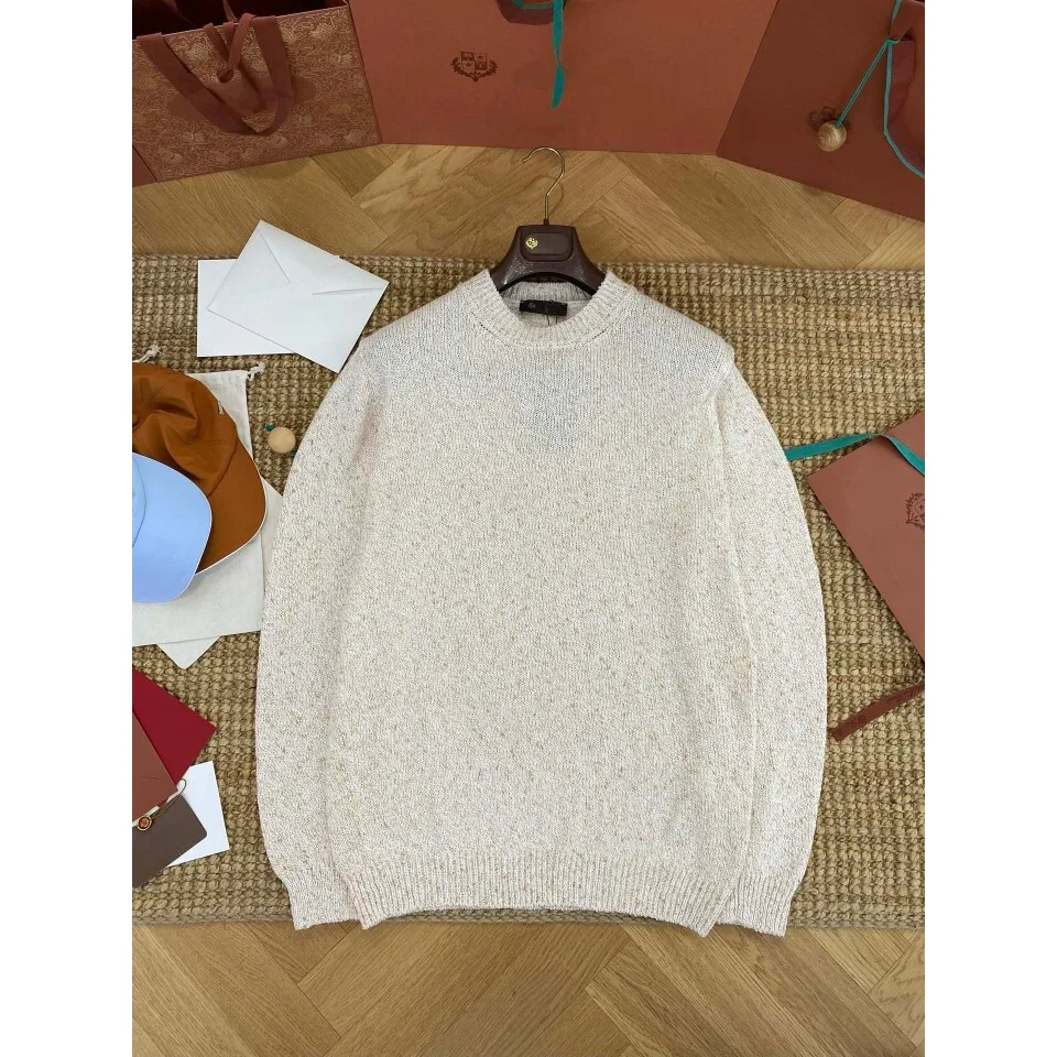 

Loro Men's High-End Cotton Blend Knitted Long Sve Sweater Breathable And Comfortable Unique Texture Zipper Closure Knitwear