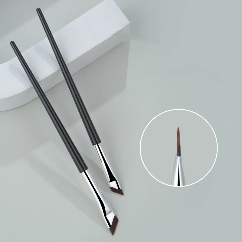 2pcs Angled Blade Eyeliner Brush Ultra Thin Fine Eyebrow Brush Flat Sickle Eyeliner Brushes Thin Angled Eyeliner Makeup Tools