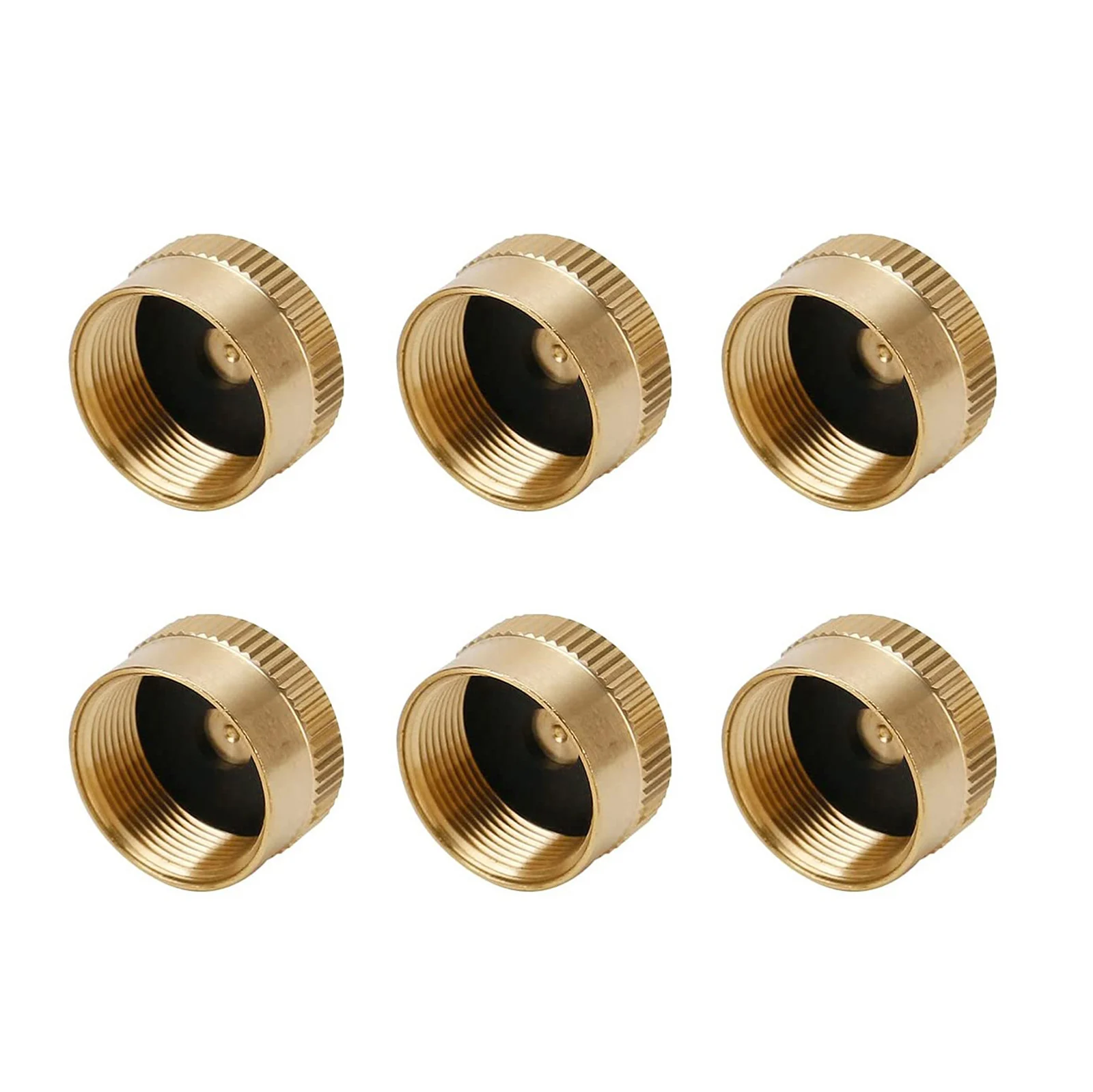 6Pcs/Set Solid Brass Refill Propane Bottle Caps For 1 LB Gas Tank Cylinder Seal Accessory Outdoor Gas Bottle Cylinder Sealed Cap