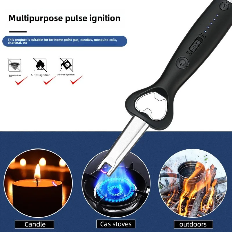 USB charging ignition gun home gas stove ignition stick multi-function lighting bottle opener igniter smoking gadgets electric