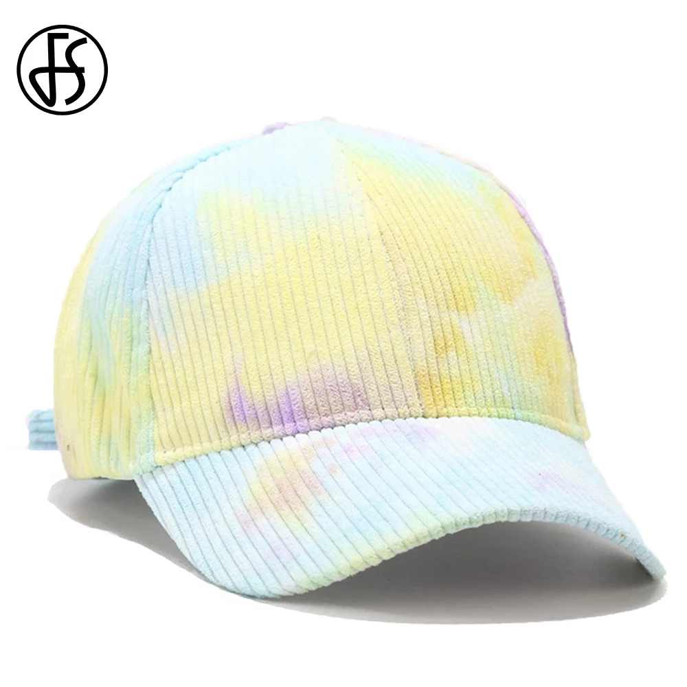 FS 2025 elegante sombrero de pana amarillo verano Tie-dye gorra de béisbol para hombres mujeres ropa de calle transpirable Gorras de Hip Hop Gorras Hombres