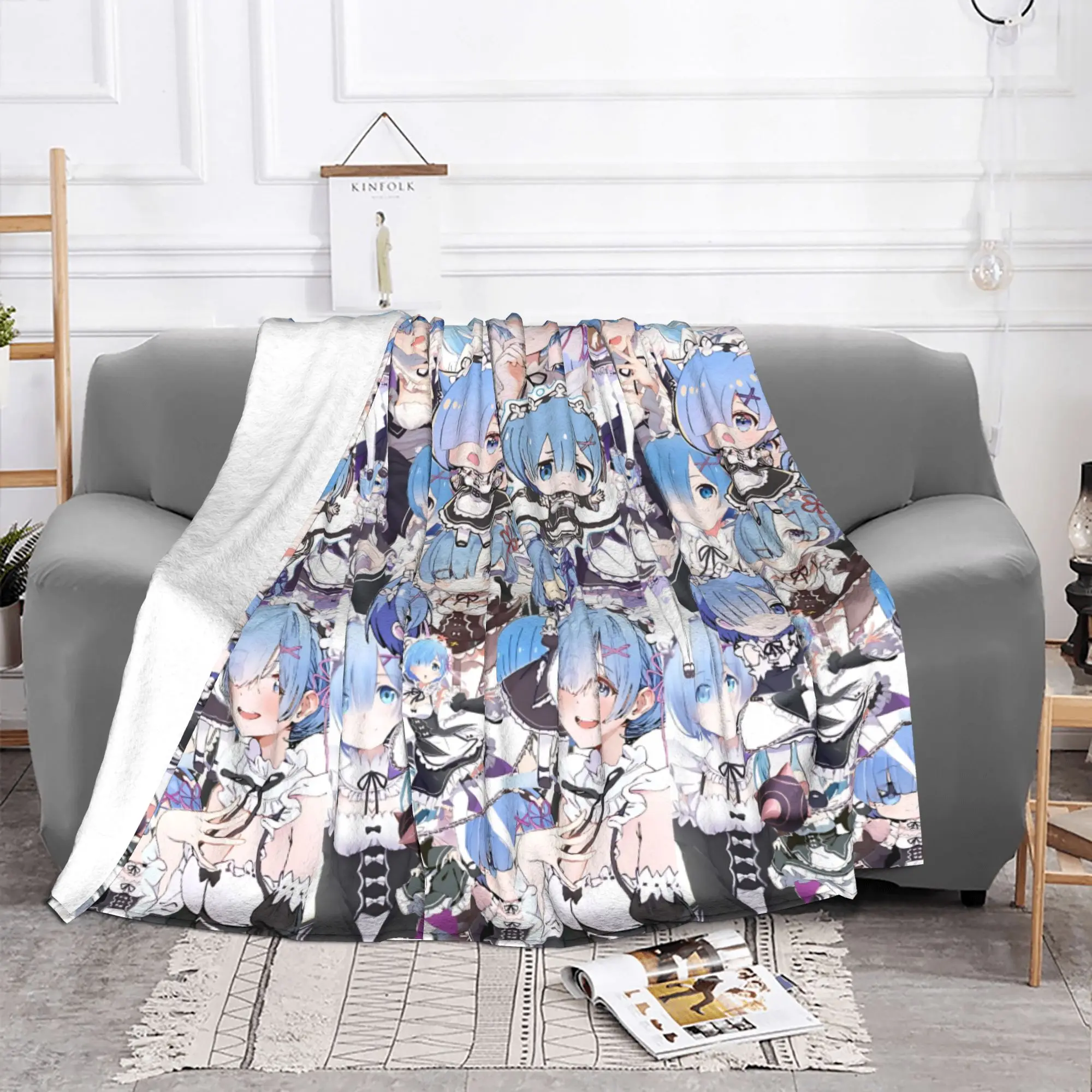 1PC home Cute Room Decor Cute Re ZERO Anime Rem Blanket Throw Blanket  Novelty Warm Blanket All Season