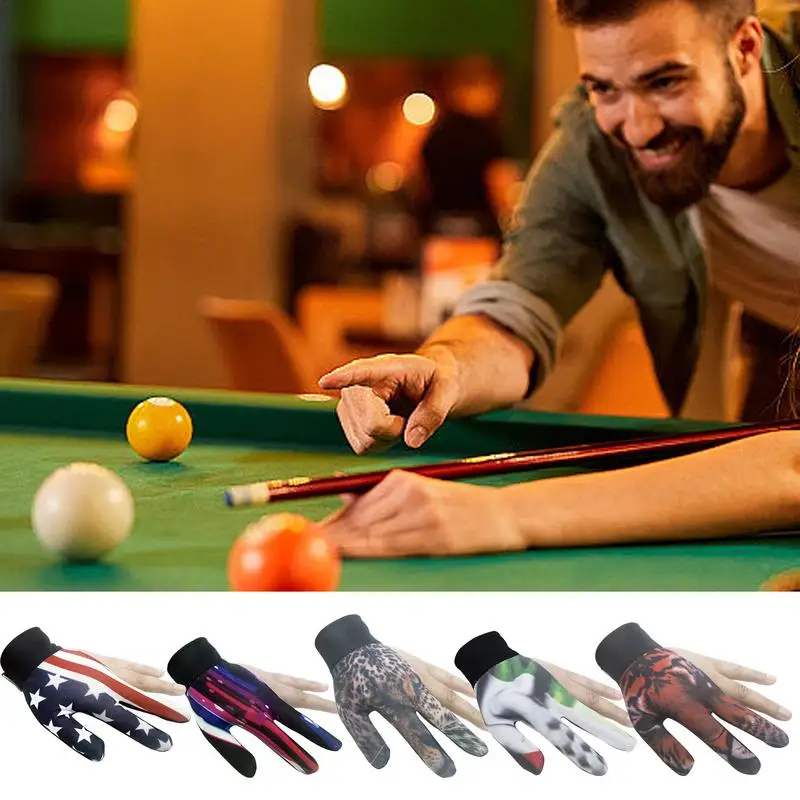 Pool Gloves Left Hand Breathable 3-Finger Left Hand Shooter Pool Gloves Wear-Resistant Pool Cue Sport Non-Slip Open Fingers