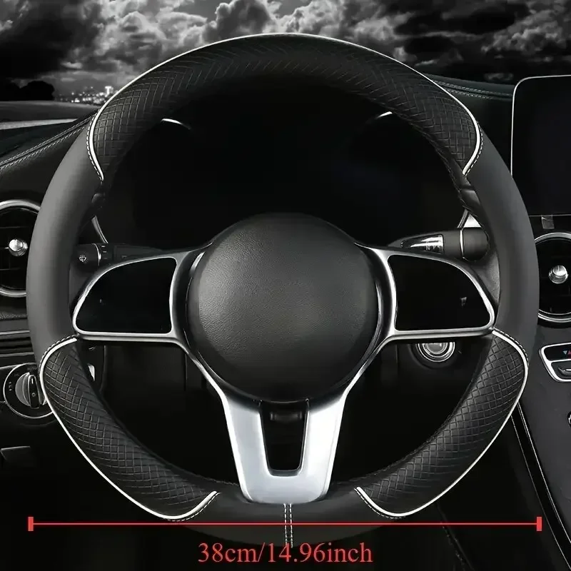 

Автомобильный противоскользящий кожаный чехол на руль, универсальный защитный чехол на руль автомобиля, модный стиль 14, 0,5-15 дюймов