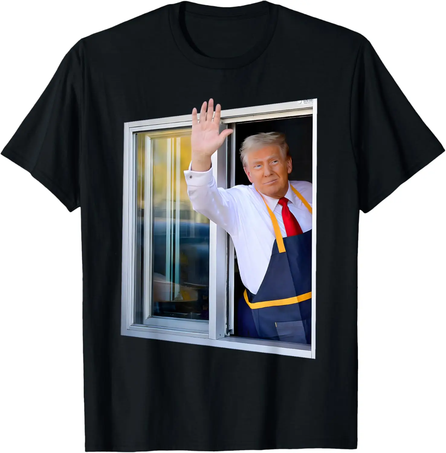 

Trump Waving Drive Thru Window Trump Serving French Fries