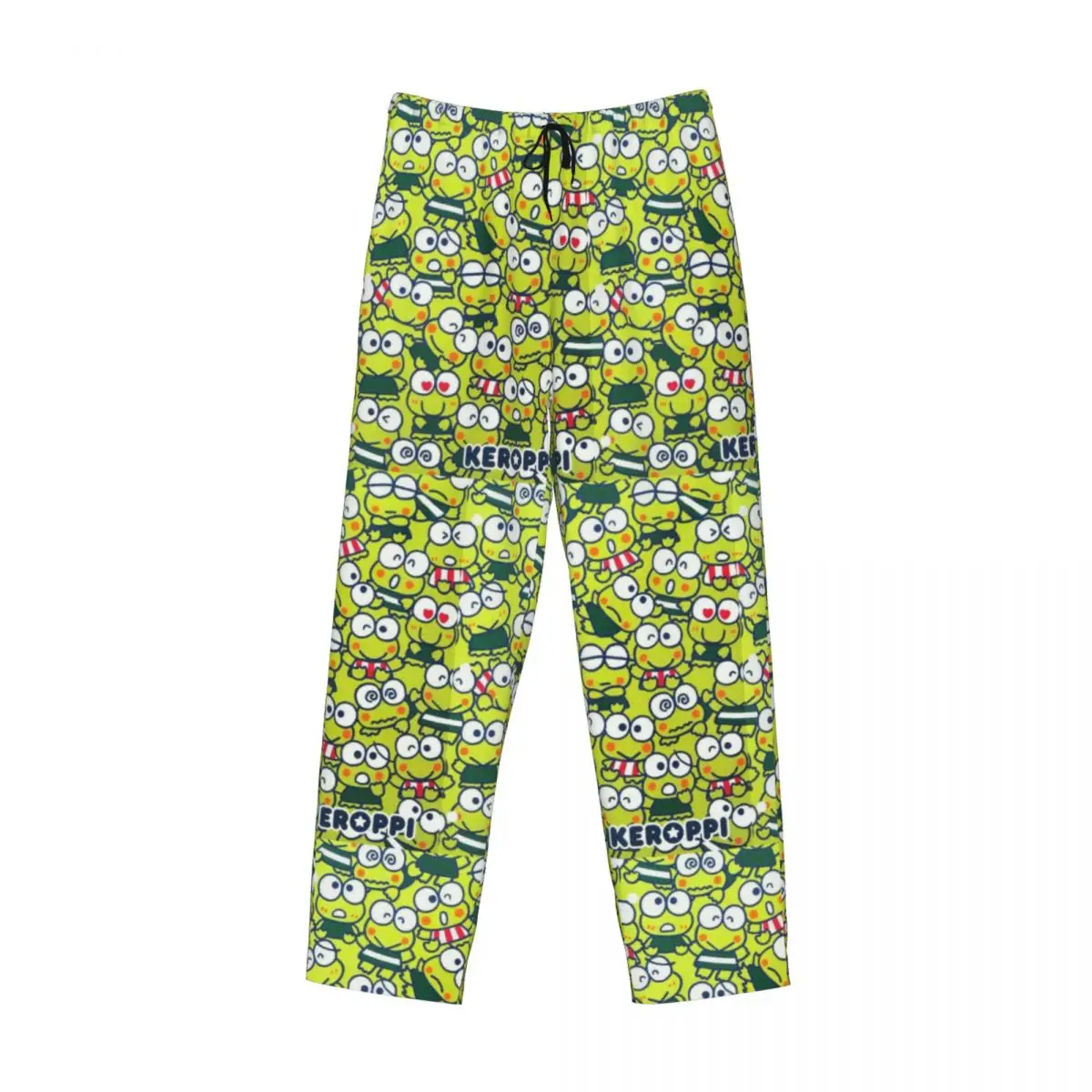 Pantalones de pijama lindos Keroppi con estampado personalizado para hombre, ropa de dormir fresca y caliente, pantalones de salón para dormir con bolsillos