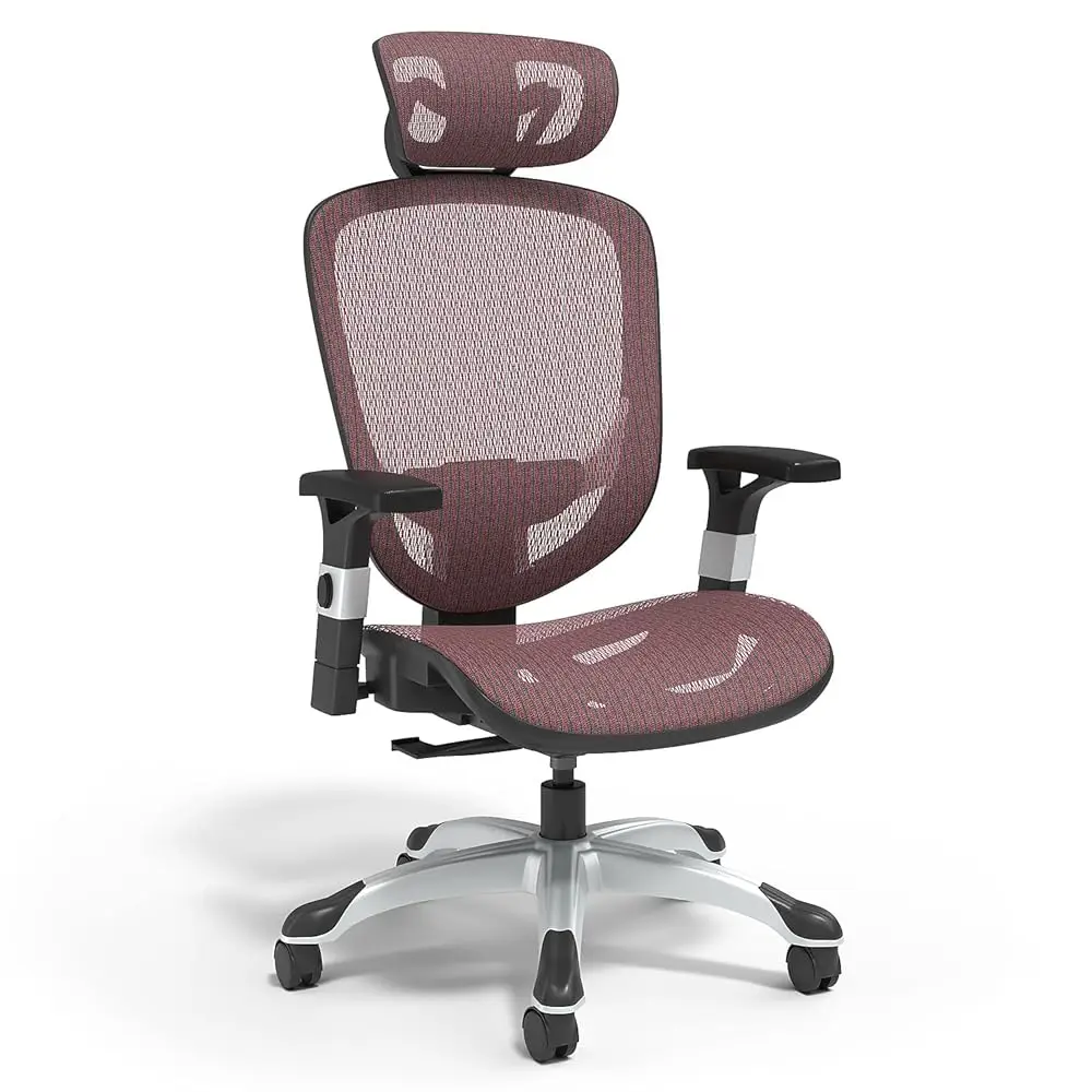 

Hyken Ergonomic Swivel Task Chair, Adjustable With Breathable Mesh & Lumbar Support, Perfect For Home & Office, Maroon