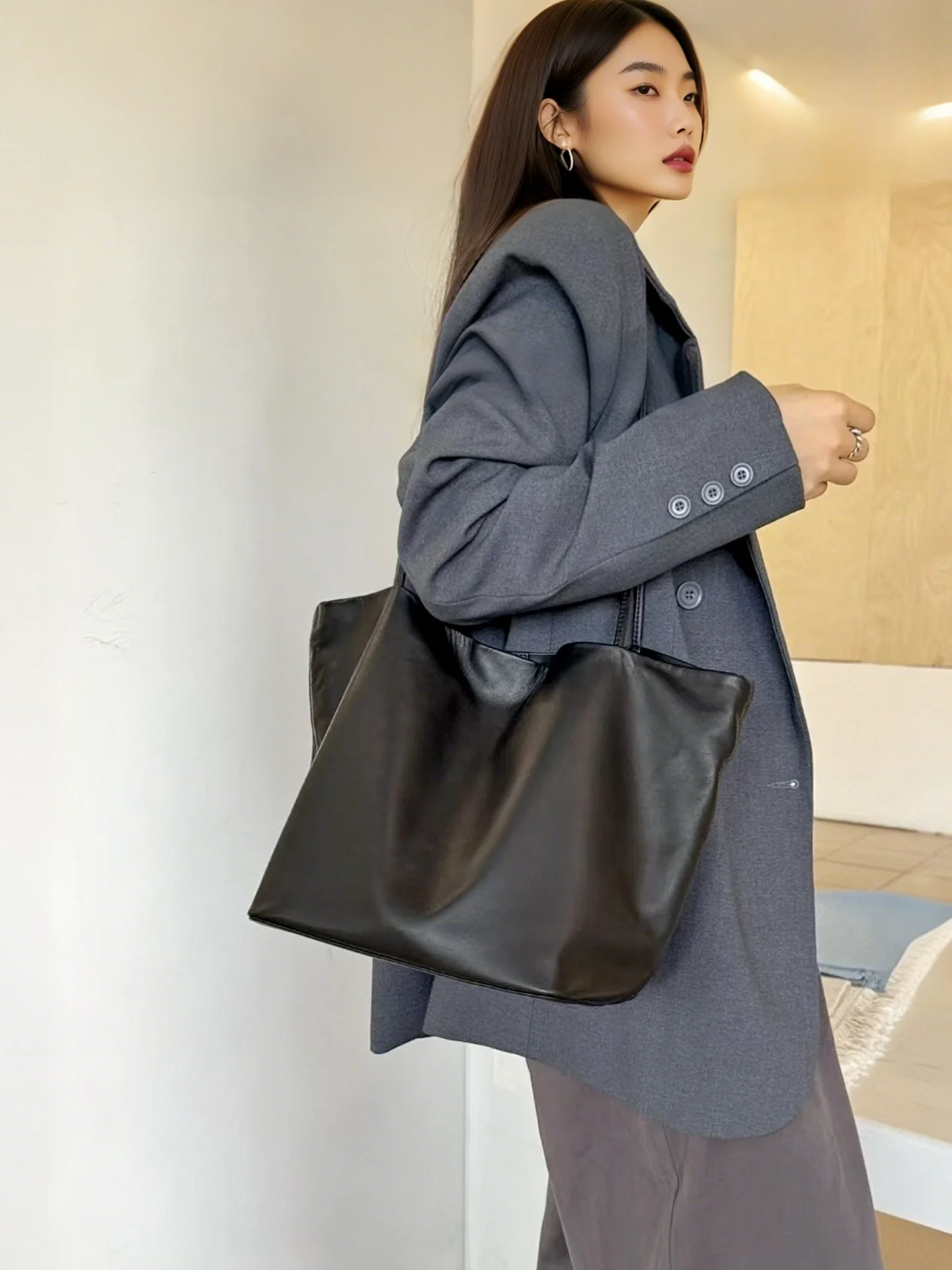 

Новая винтажная кожаная сумка-тоут из воловьей кожи, большая сумка Capaci, повседневная женская сумка под мышками