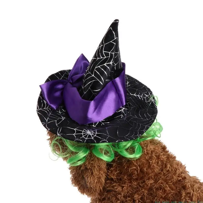 581C Pet Halloween Christmas Party Costume Web Pattern Realistic Wizard
